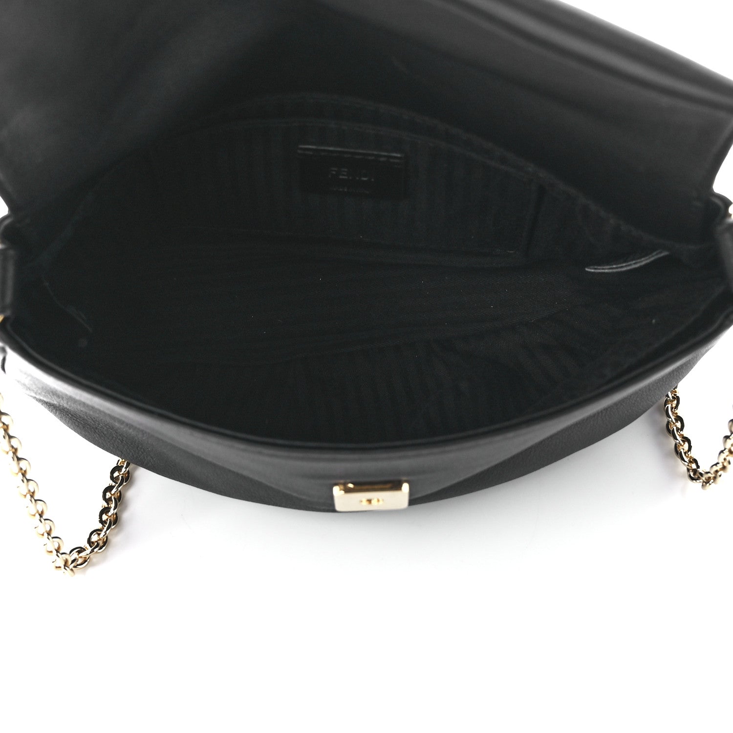 Fendi Vitello Flamingo Enamel Fendista Pouchette Crossbody Black 4 of 11