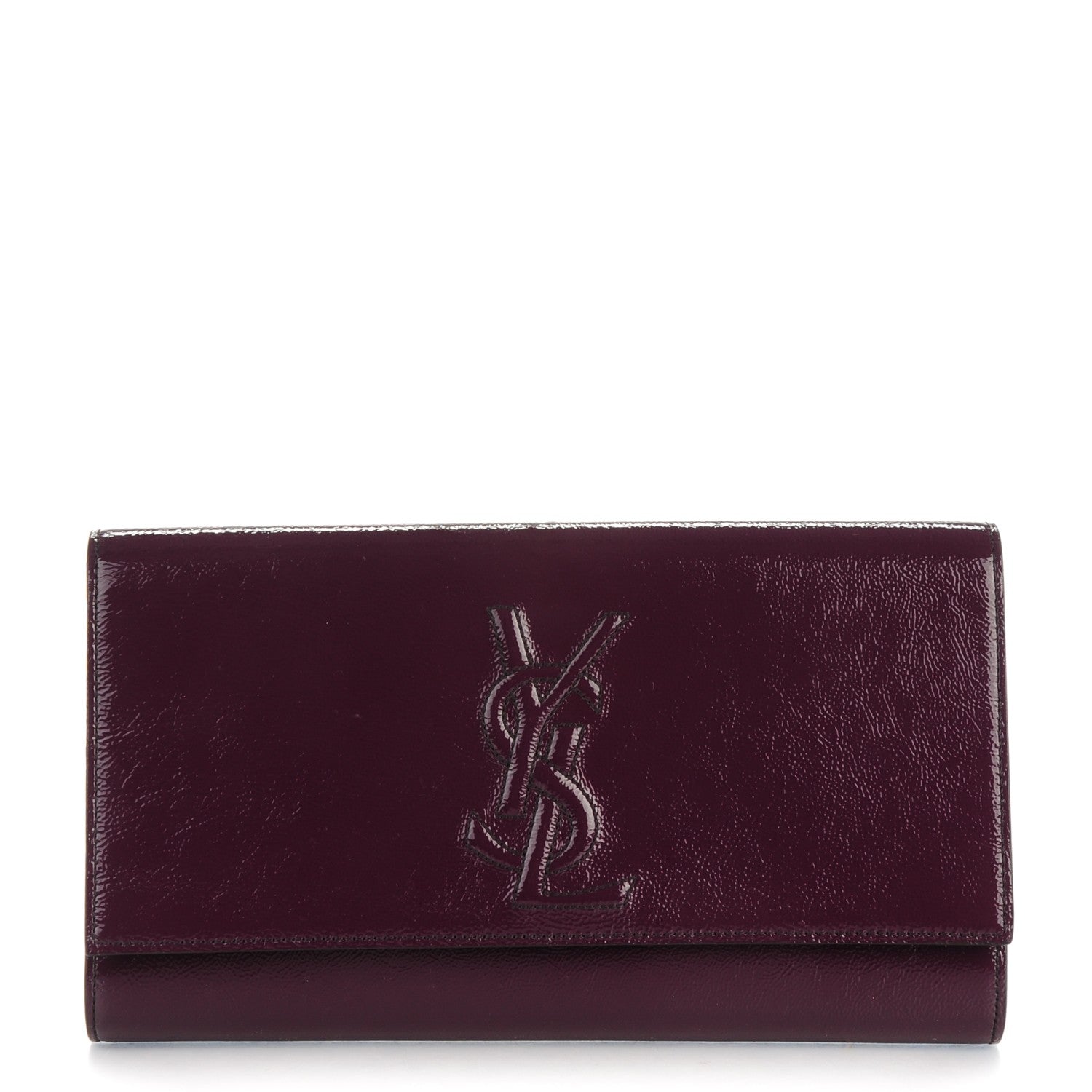 Saint Laurent Textured Patent Monogram Large Belle De Jour Clutch Purple 1 of 7