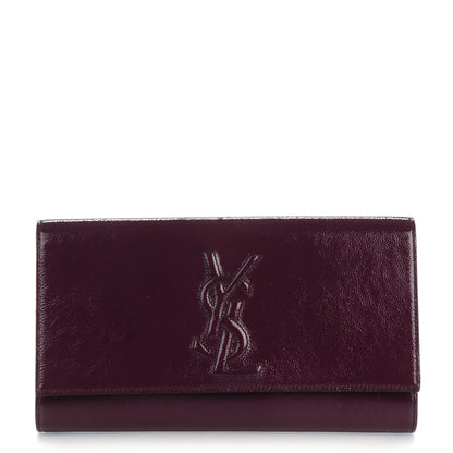 Saint Laurent Textured Patent Monogram Large Belle De Jour Clutch Purple 1 of 7