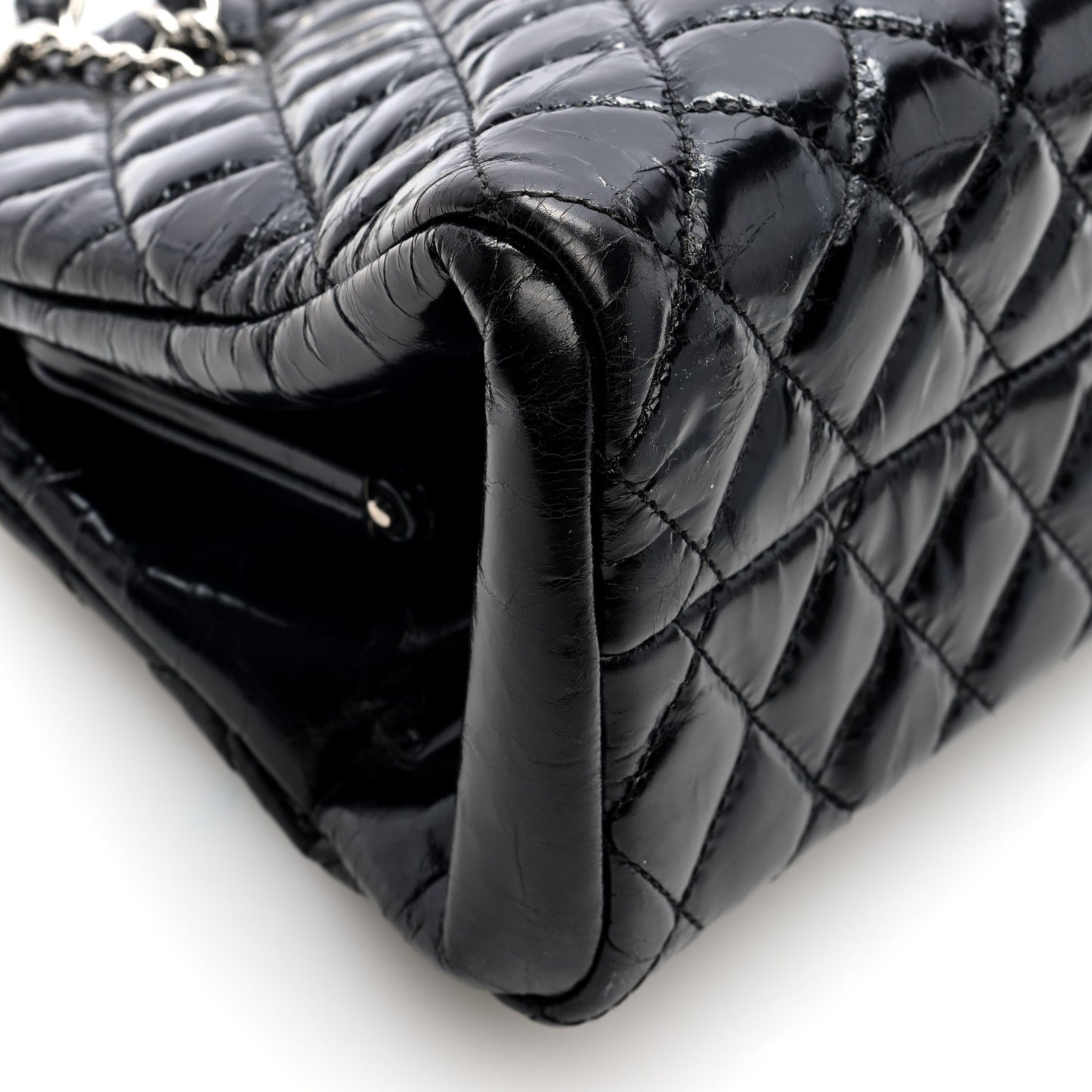 Patent Quilted Medium Just Mademoiselle Bowling Bag Black
