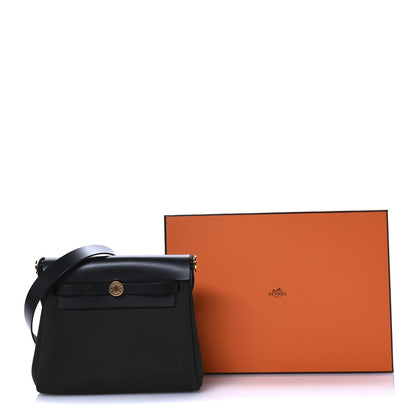 Hermes Military Toile Vache Hunter Herbag Zip Retourne 20 Dark Bronze Black 10 of 10