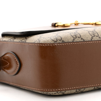 Gucci GG Supreme Monogram Small Horsebit 1955 Shoulder Bag Beige Brown Sugar 9 of 11