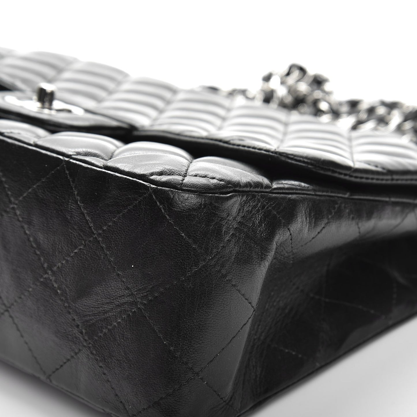 Lambskin Quilted Jumbo Single Flap Black
