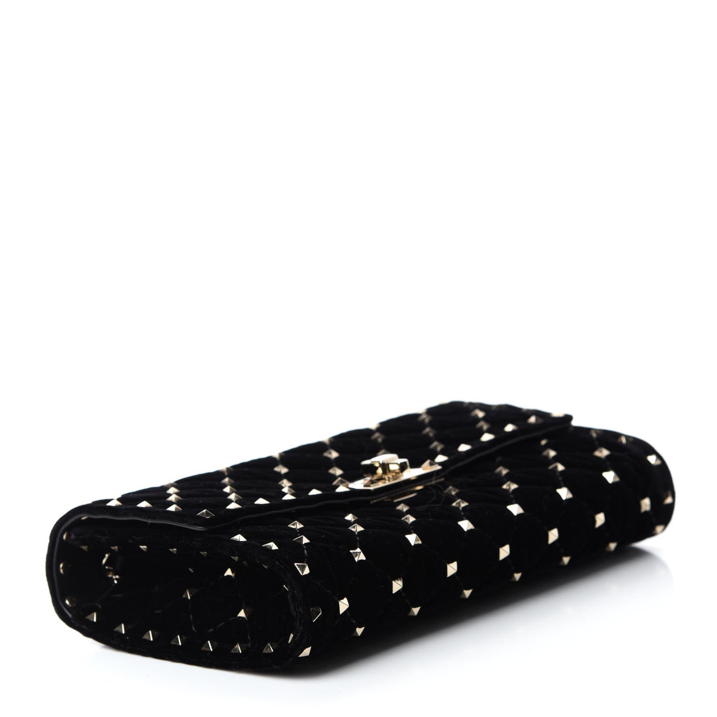 Velvet Rockstud Spike Wallet on Chain Black