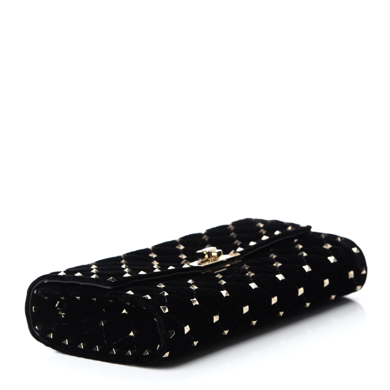 Valentino Garavani Velvet Rockstud Spike Wallet on Chain Black 4 of 10