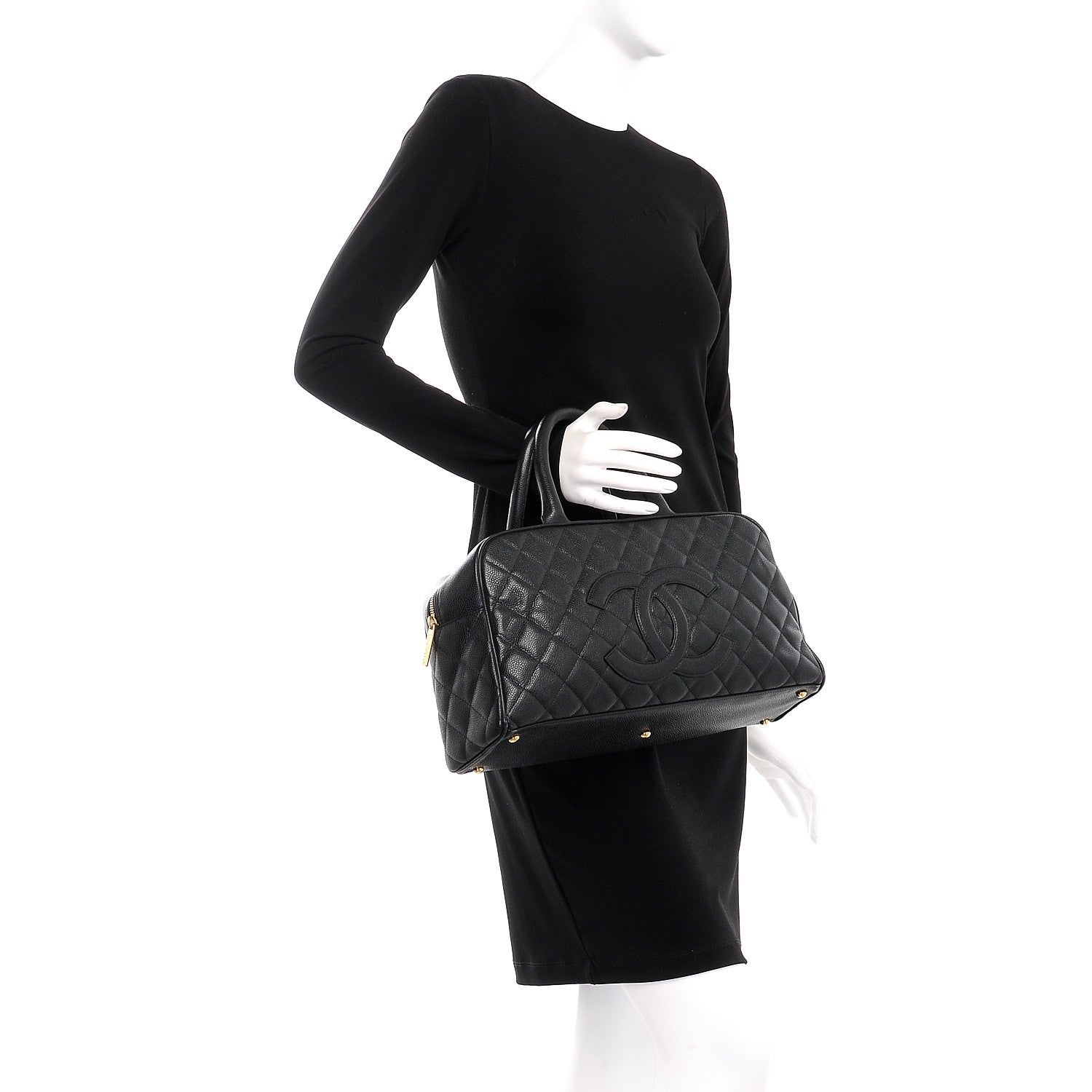 Chanel Caviar Quilted Large Bowler Black 2 of 15