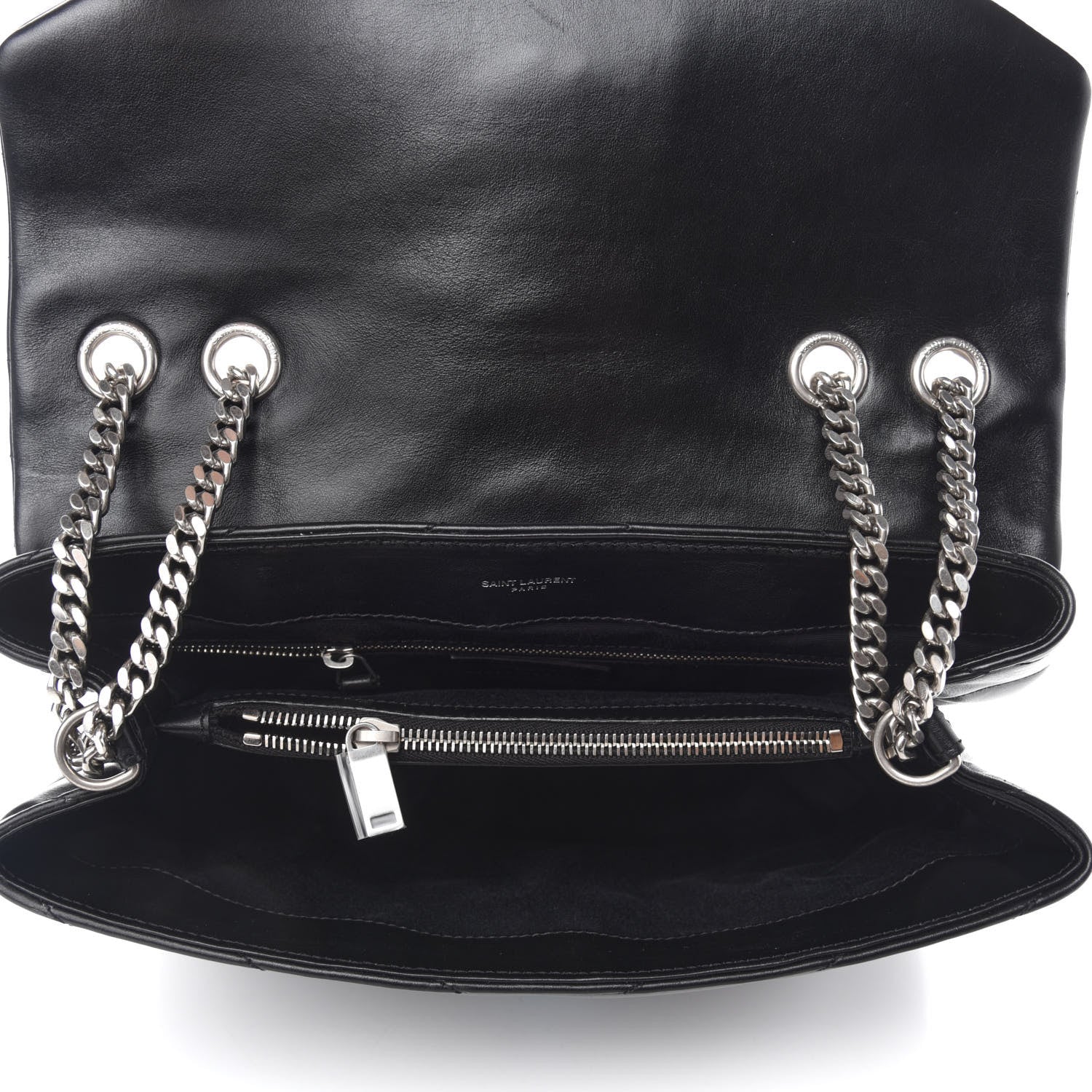 Saint Laurent Calfskin Y Quilted Monogram Medium Loulou Chain Satchel Black 5 of 11