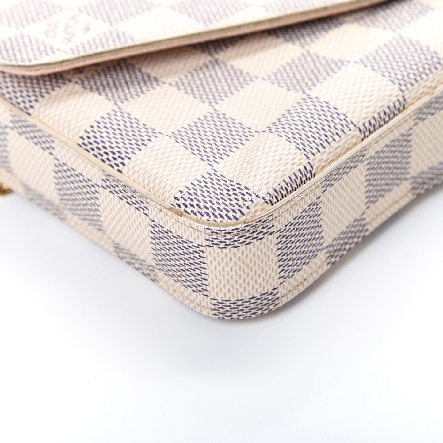 Damier Azur Pochette Felicie Chain Wallet Rose Ballerine