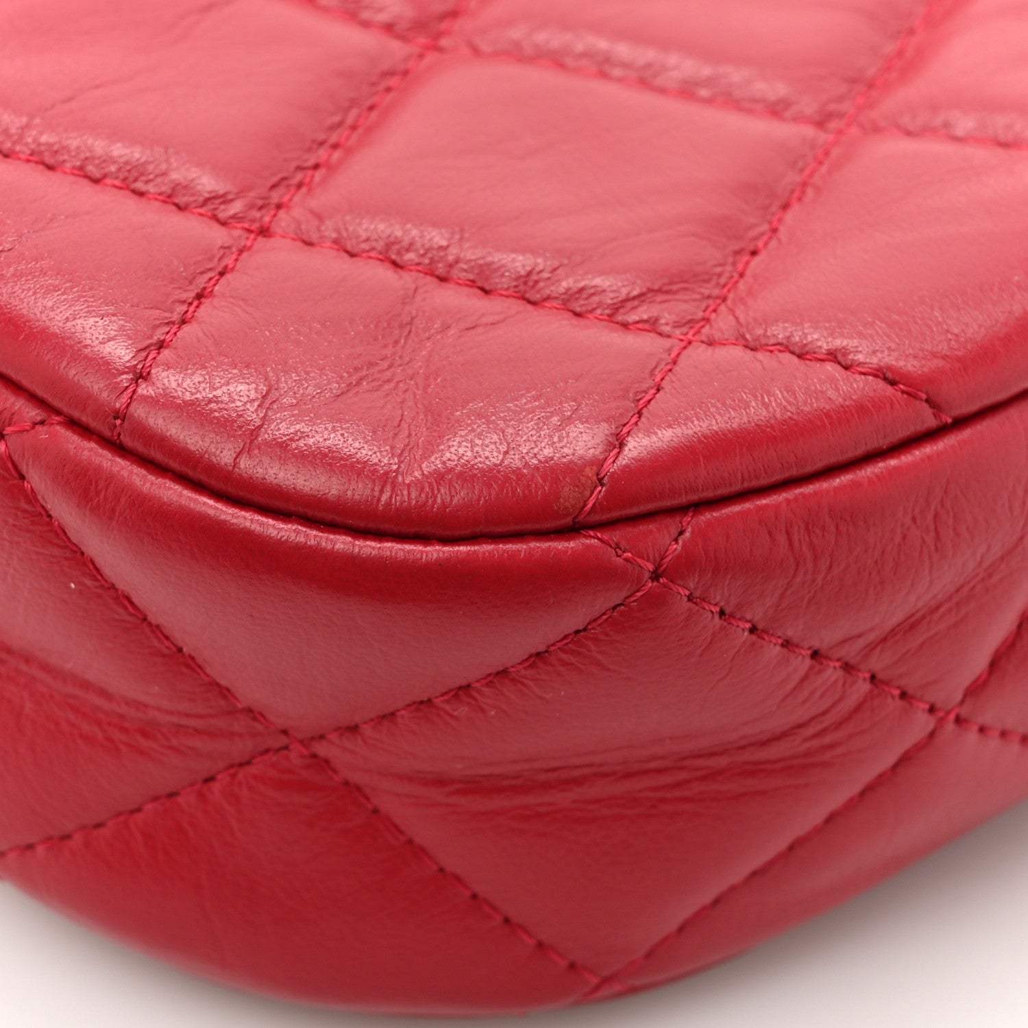 Chanel Crumpled Calfskin Quilted Braided CC Small Hobo Red 14 of 16