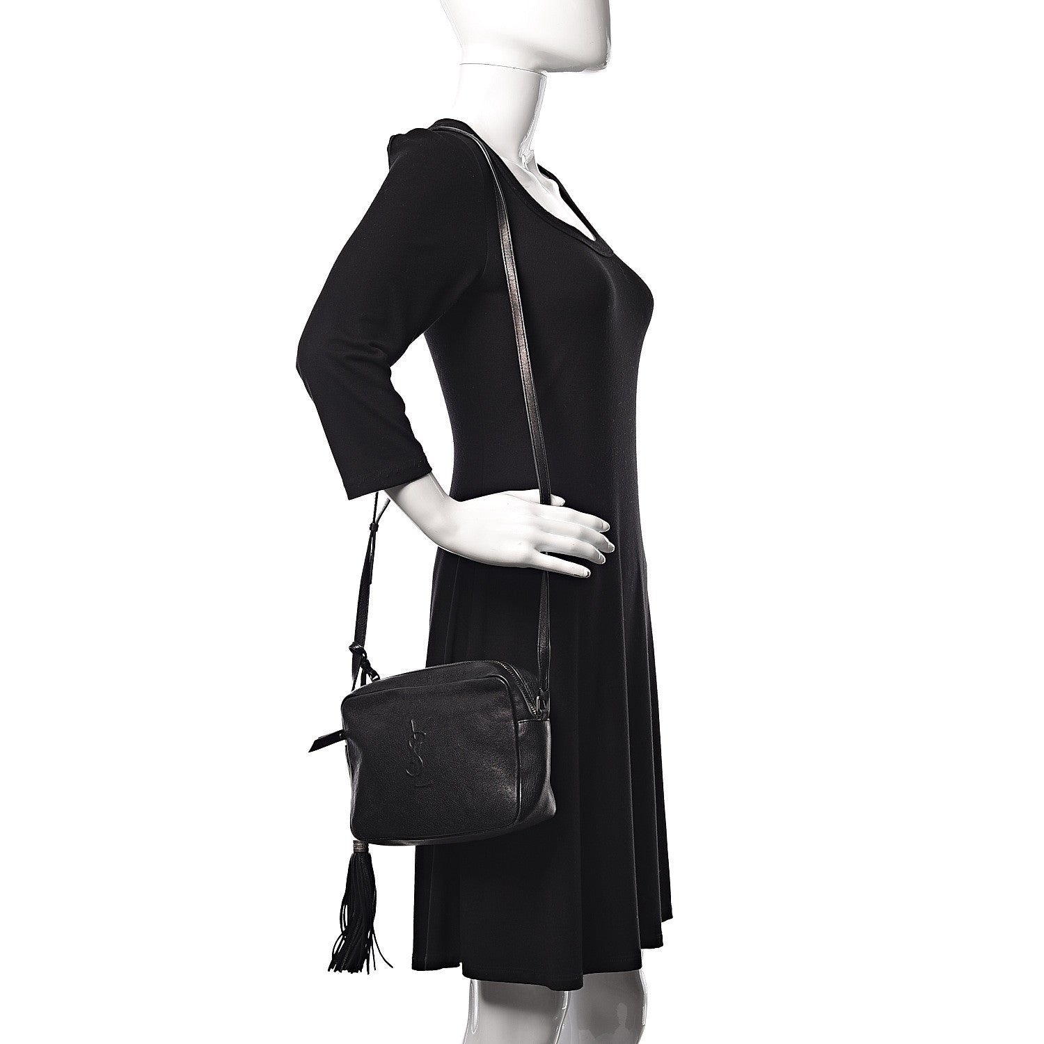 Saint Laurent Calfskin Monogram Small Lou Camera Bag Black 2 of 18