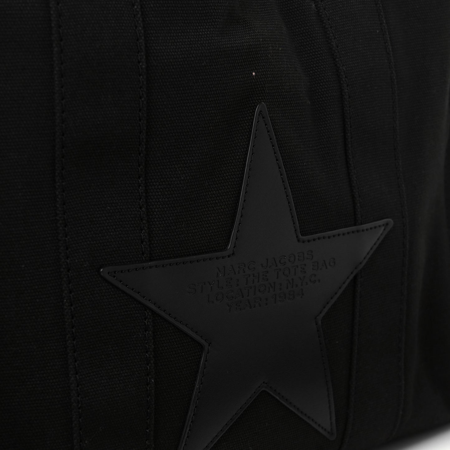 Canvas Embroidered Medium The Star Tote Bag Black