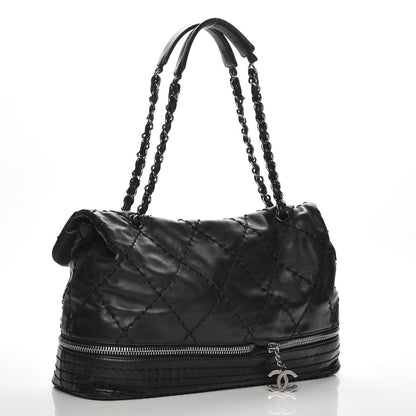 Chanel Calfskin Stitched Large Expandable Flap Black 3 of 7