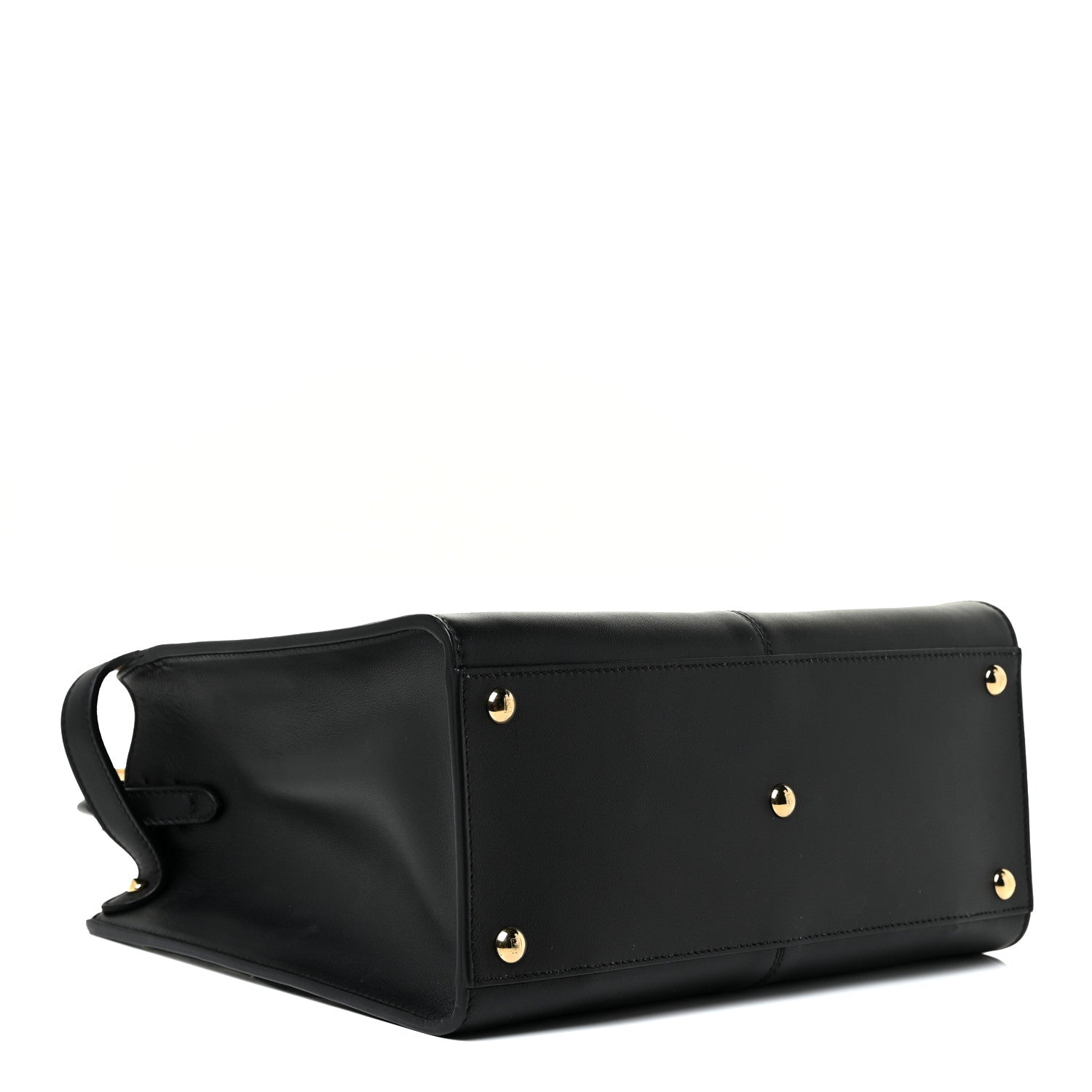 Fendi Vitello Seta Glazed Fabric FF 1974 Medium Peekaboo X-Lite Black Mogano Panna 4 of 13