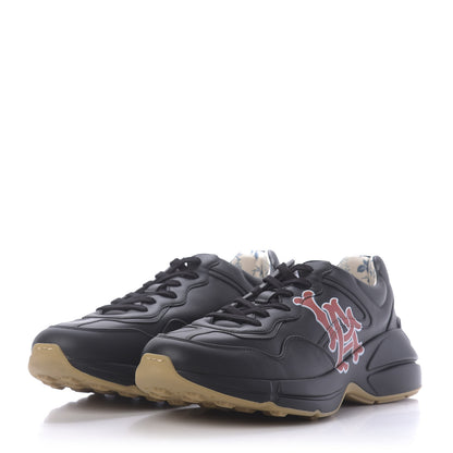 Gucci X MLB Calfskin LA Dodgers Mens Rhyton Sneakers 13.5 Black 3 of 12