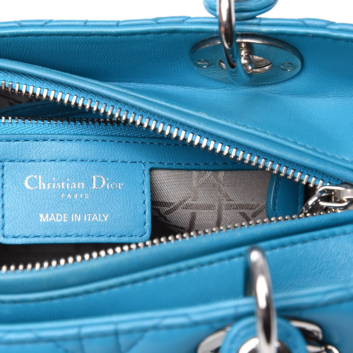 Christian Dior Lambskin Cannage Medium Lady Dior Blue 9 of 17