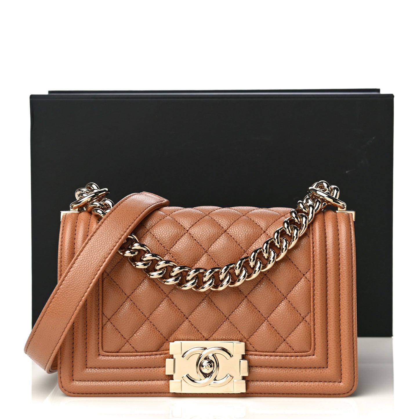 Caviar Quilted Small Boy Flap Brown