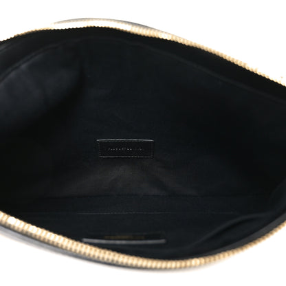 Saint Laurent Canvas Leopard Print Rive Gauche Zipped Pouch Natural Black 4 of 8