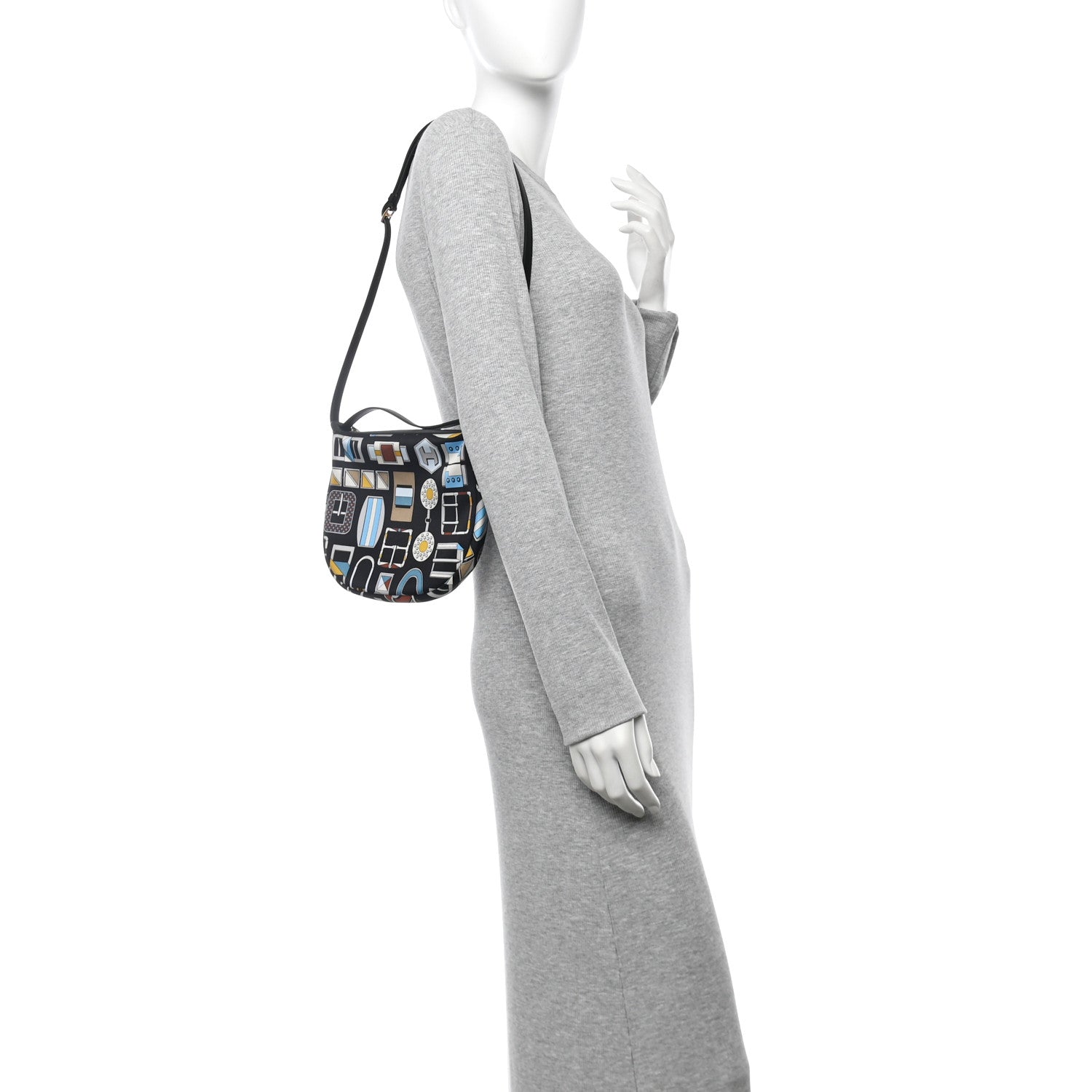 Hermes Silk Sursoie To Go Pouch Bleu Marine Craie Black 2 of 12
