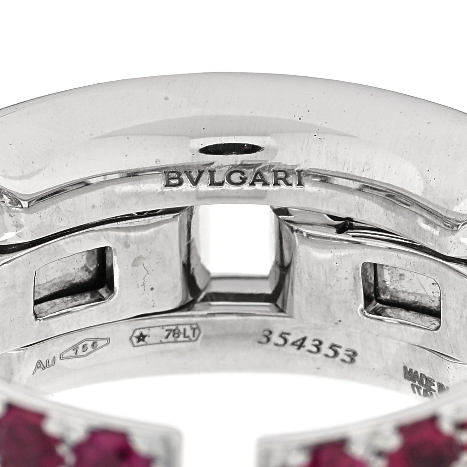 Bulgari 18K White Gold Diamond Diamond Blue Sapphire Ruby Ring 54 7 4 of 5