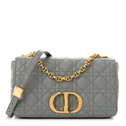 Christian Dior Calfskin Cannage Medium Caro Bag Ethereal Grey 1 of 11
