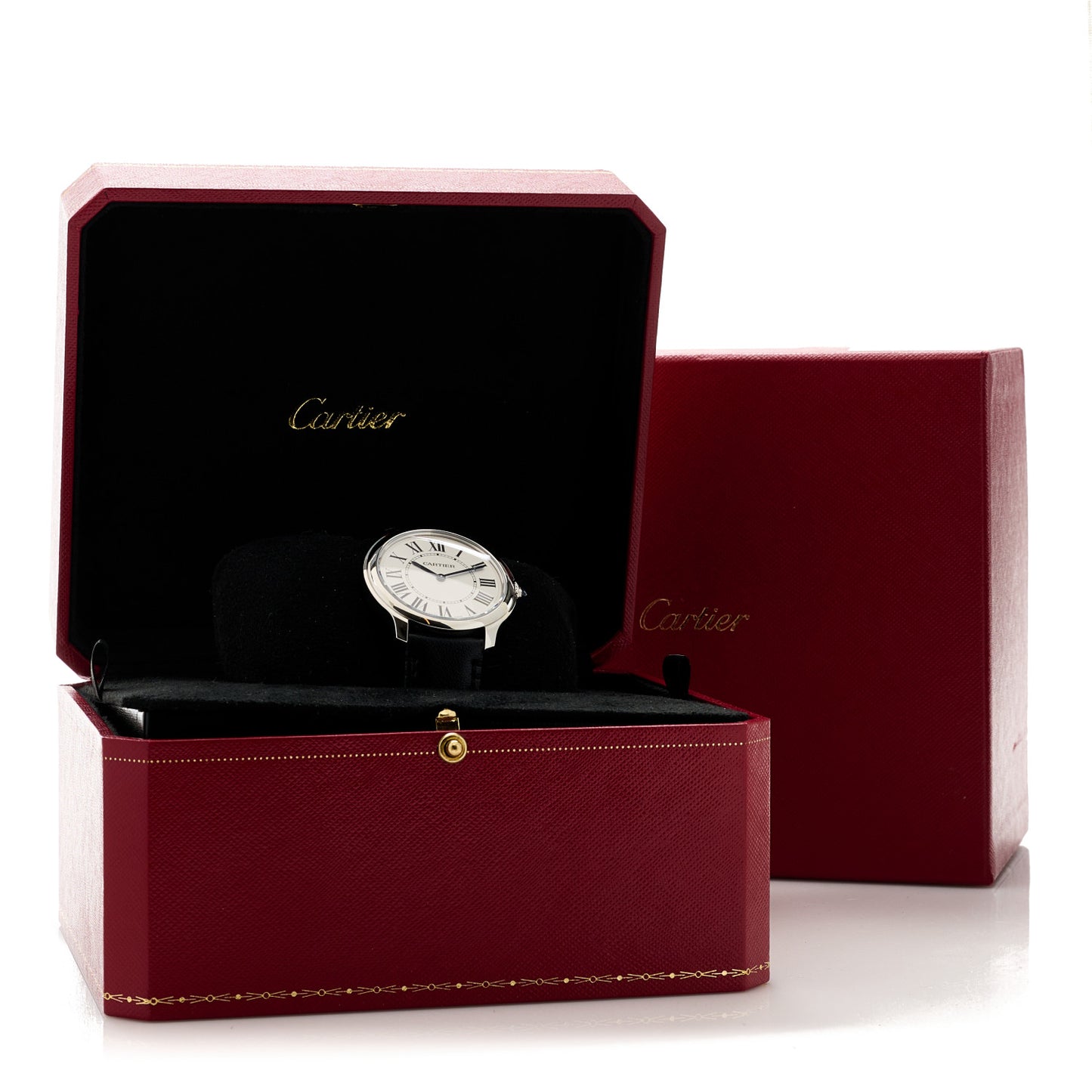 Stainless Steel Calfskin 36mm Ronde Must de Cartier Quartz Watch