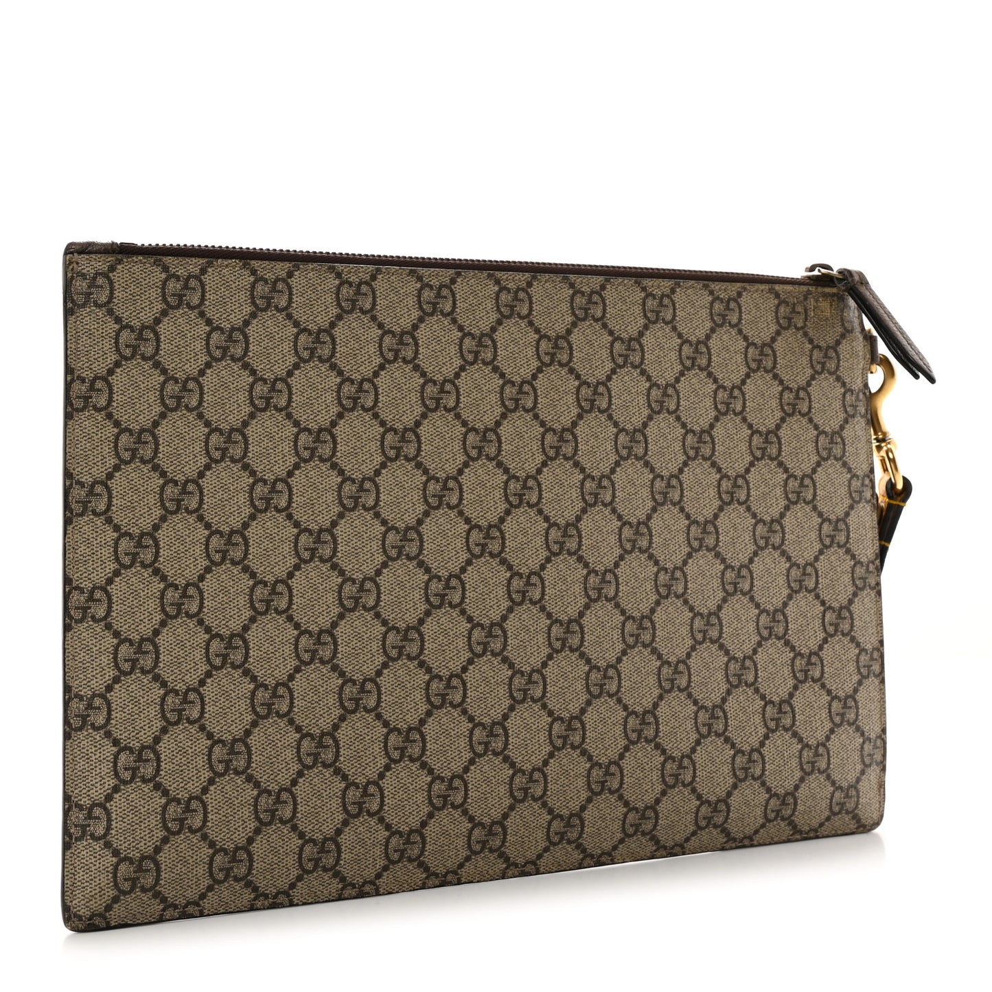 GG Supreme Monogram Neo Vintage Zip Wristlet Pouch Beige New Acero Crop