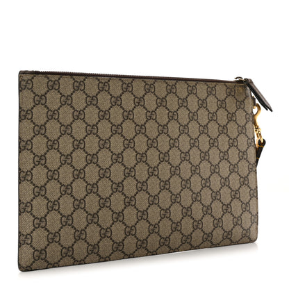 Gucci GG Supreme Monogram Neo Vintage Zip Wristlet Pouch Beige New Acero Crop 3 of 10