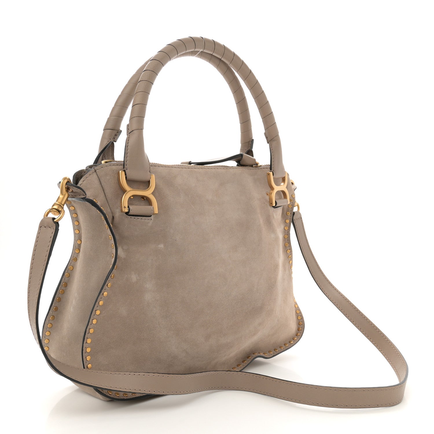 Chloe Suede Calfskin Braided Medium Marcie Satchel Motty Grey 2 of 13