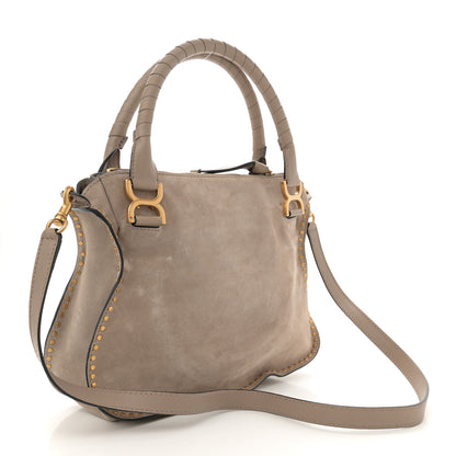 Chloe Suede Calfskin Braided Medium Marcie Satchel Motty Grey 2 of 13