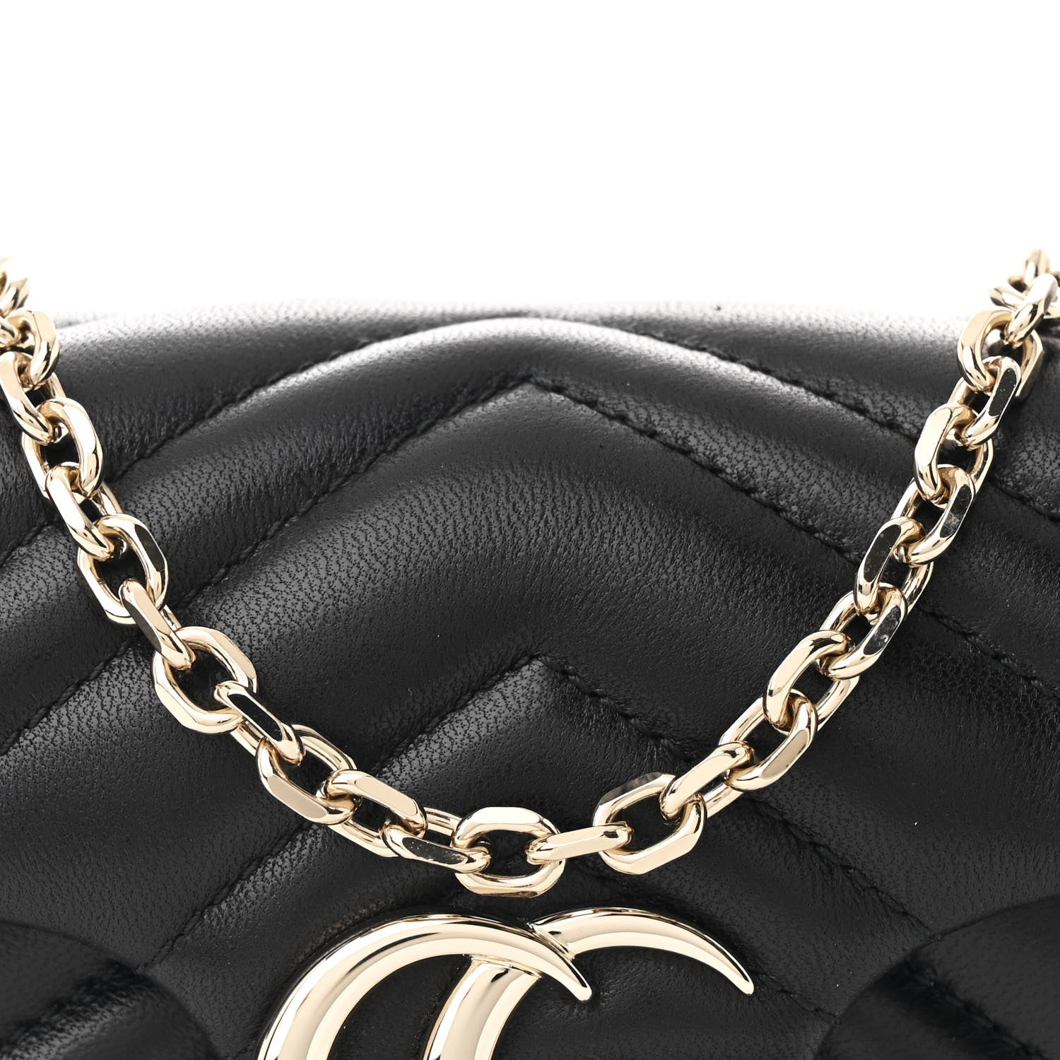 Gucci Lambskin Matelasse Mini GG Marmont Shoulder Bag Black 8 of 11