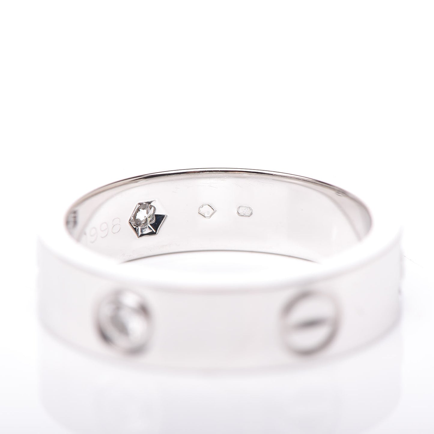 18K White Gold 3 Diamond 5.5mm LOVE Ring 56 7.75