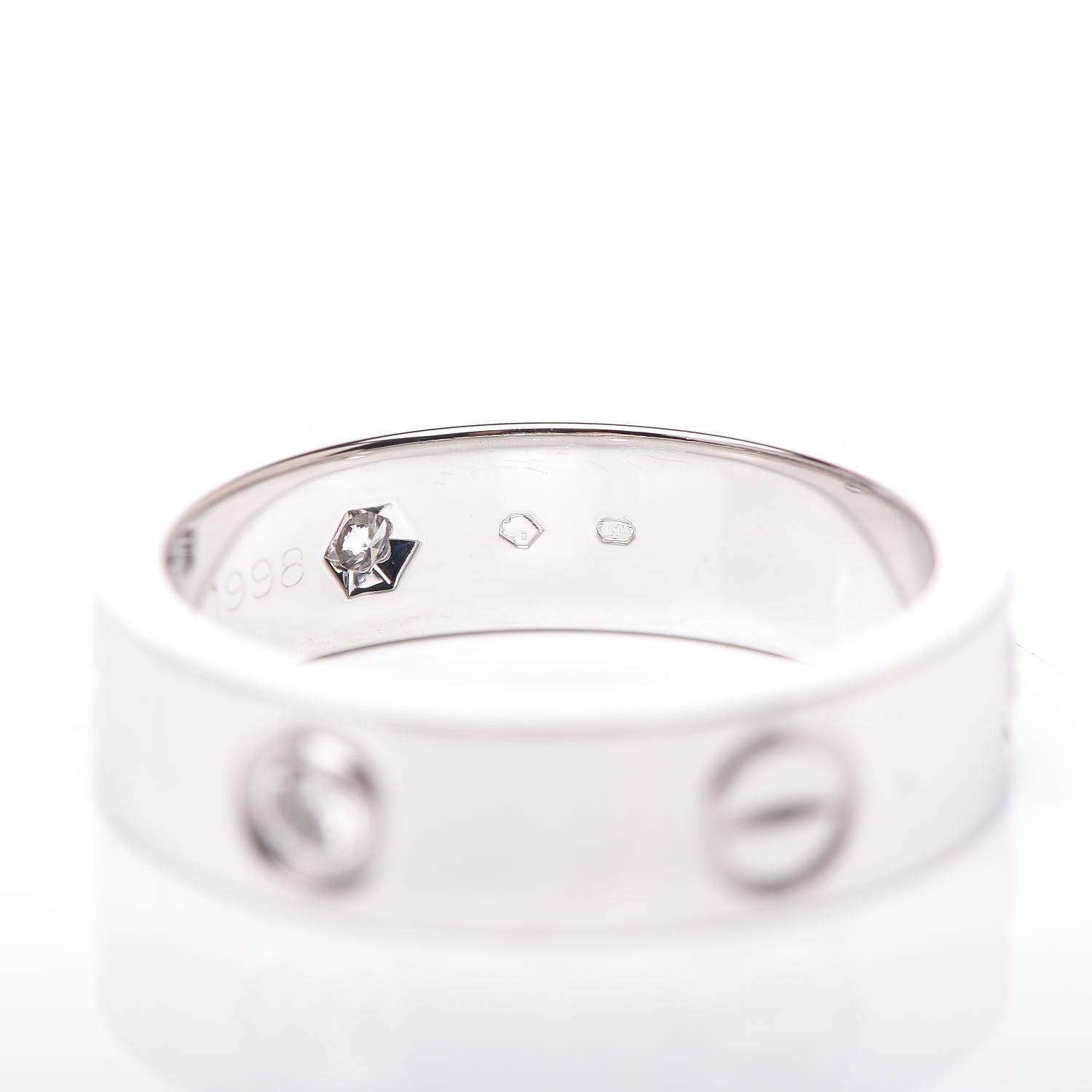 Cartier 18K White Gold 3 Diamond 5.5mm LOVE Ring 56 7.75 8 of 8
