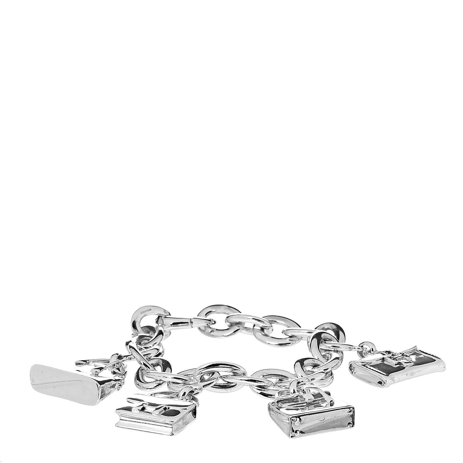 Hermes Sterling Silver Four Handbag Charm Bracelet 1 of 4