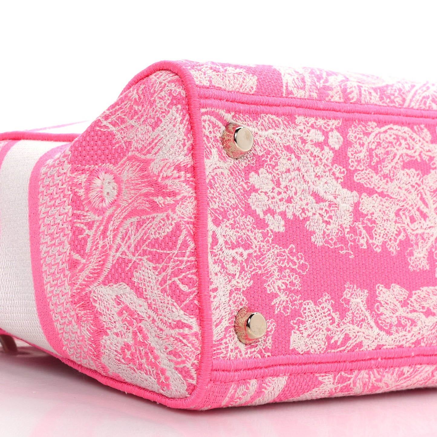 Canvas Toile De Jouy Reverse Embroidered Medium Lady D-Lite Fluorescent Pink