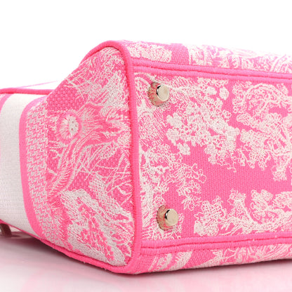 Christian Dior Canvas Toile De Jouy Reverse Embroidered Medium Lady D-Lite Fluorescent Pink 7 of 8