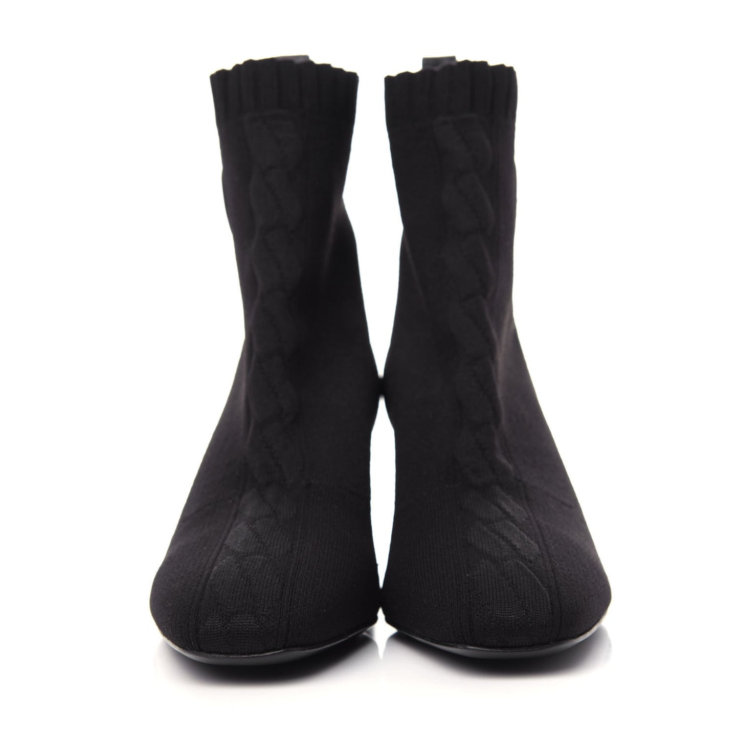 Knit Calfskin Volver Ankle Boots 36 Black