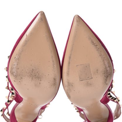 Valentino Garavani Suede Rockstud Ankle Strap Pumps 40 Camelia 11 of 12