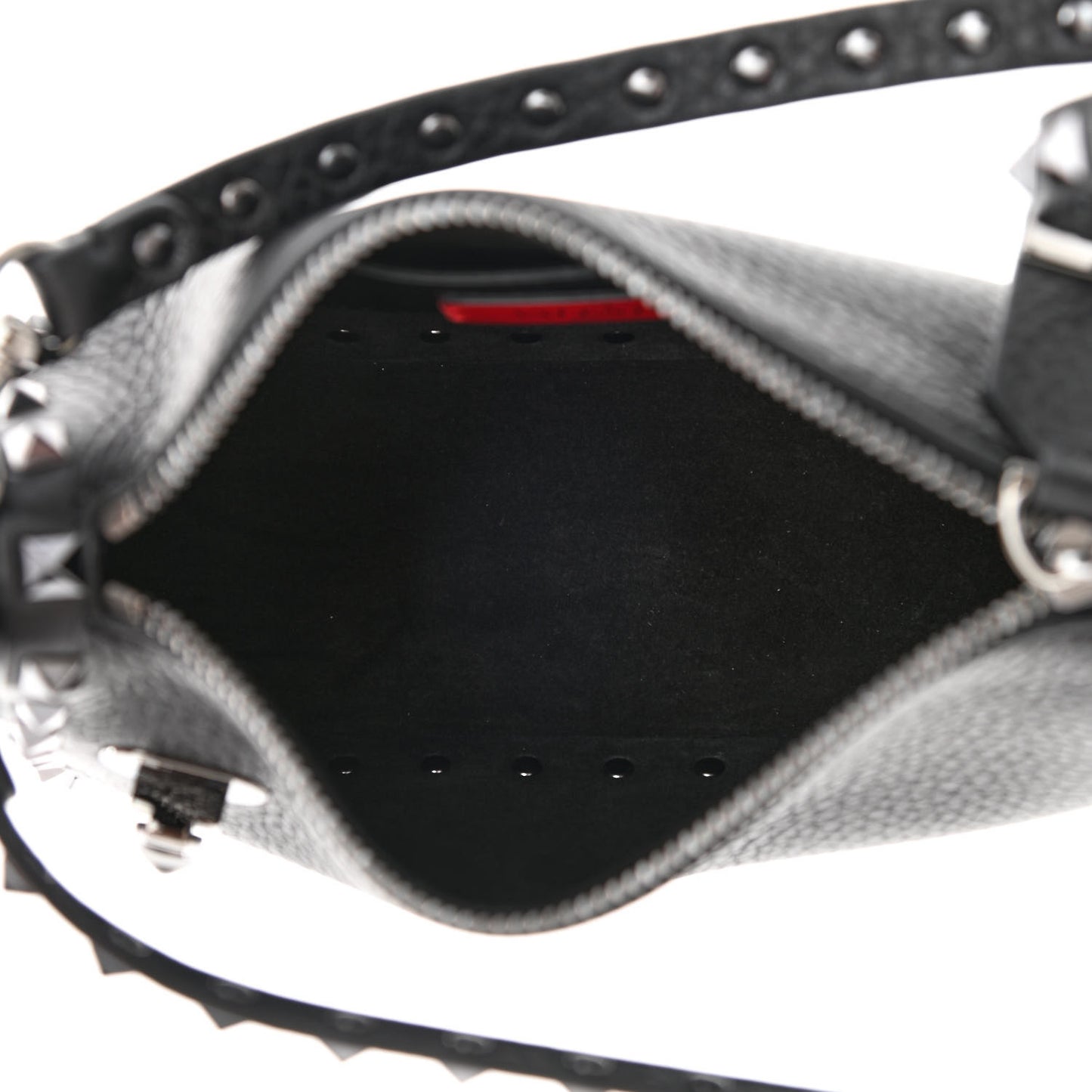 Grained Calfskin Small Rockstud Crossbody Bag Black