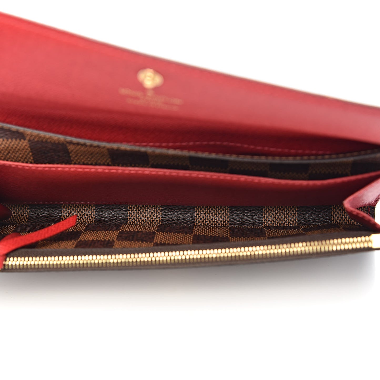 Damier Ebene Emilie Wallet Red