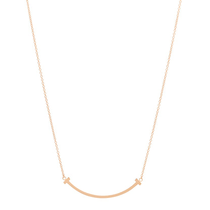 Tiffany 18K Rose Gold Small T Smile Pendant Necklace 1 of 7