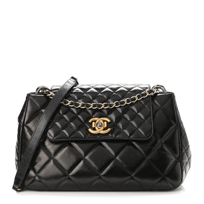 Chanel Glazed Calfskin Quilted Medium Daily Walk Flap Black 1 of 9
