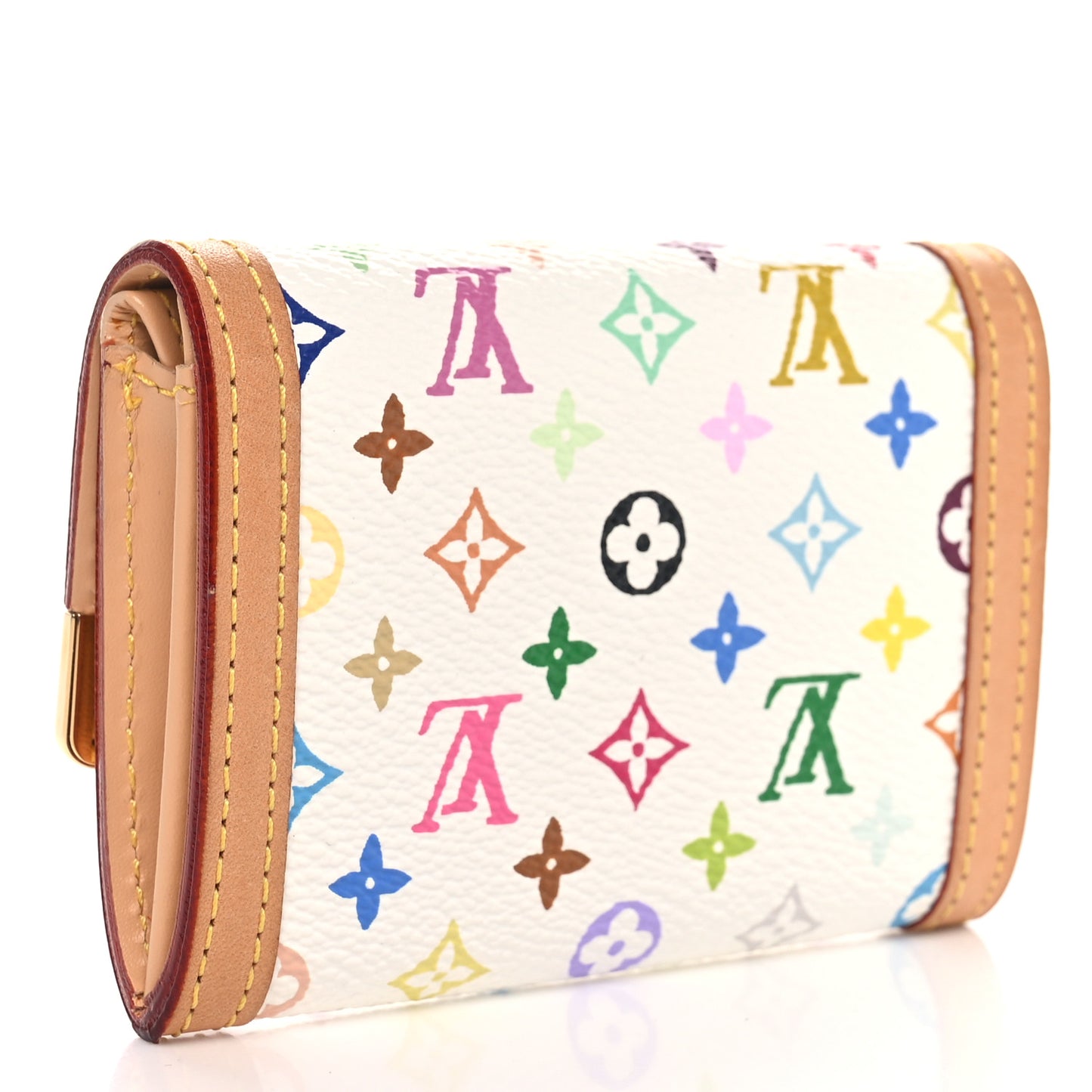Monogram Multicolor Porte-Monnaie Plat Coin Purse White