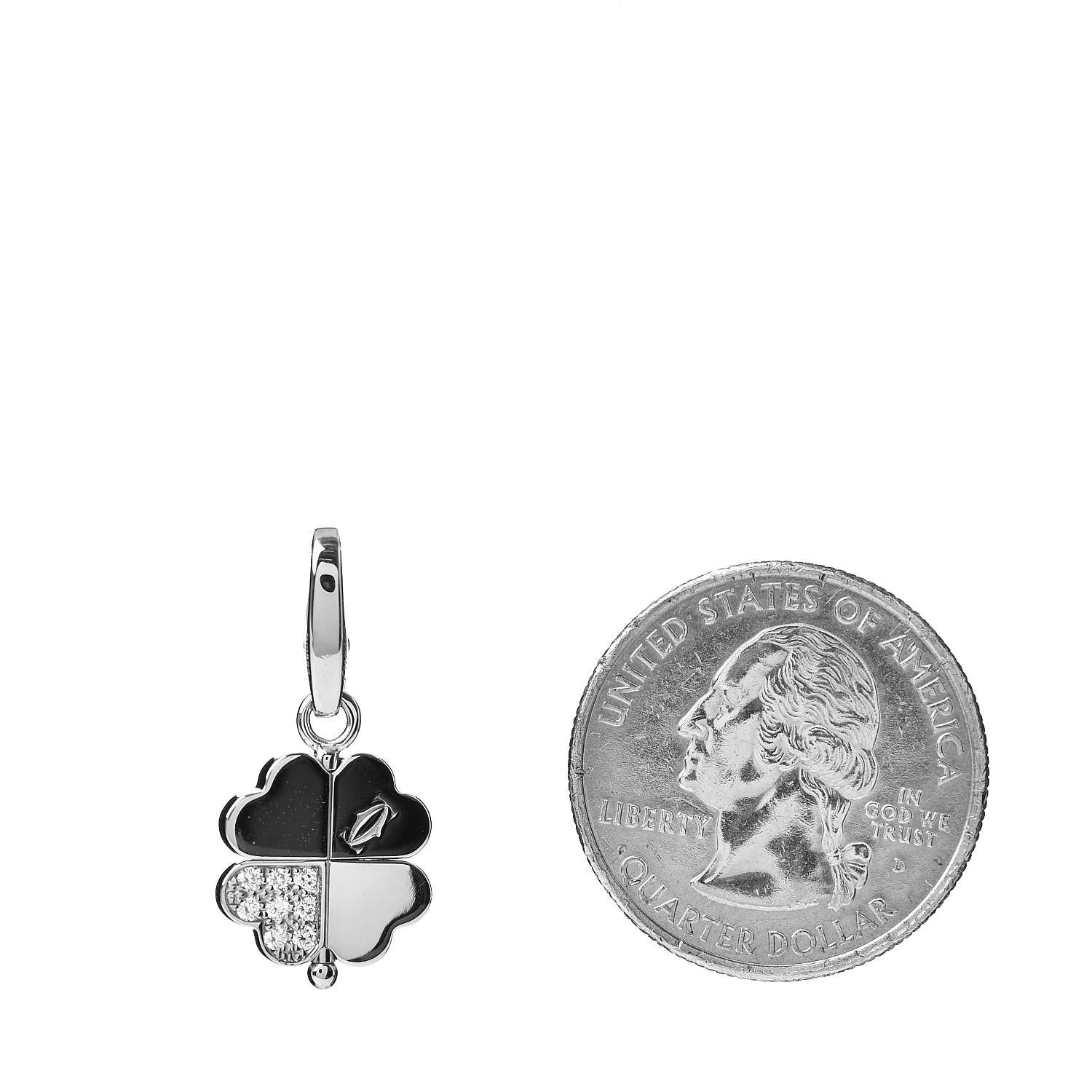 Cartier 18K White Gold Diamond Four Leaf Clover Charm 2 of 3