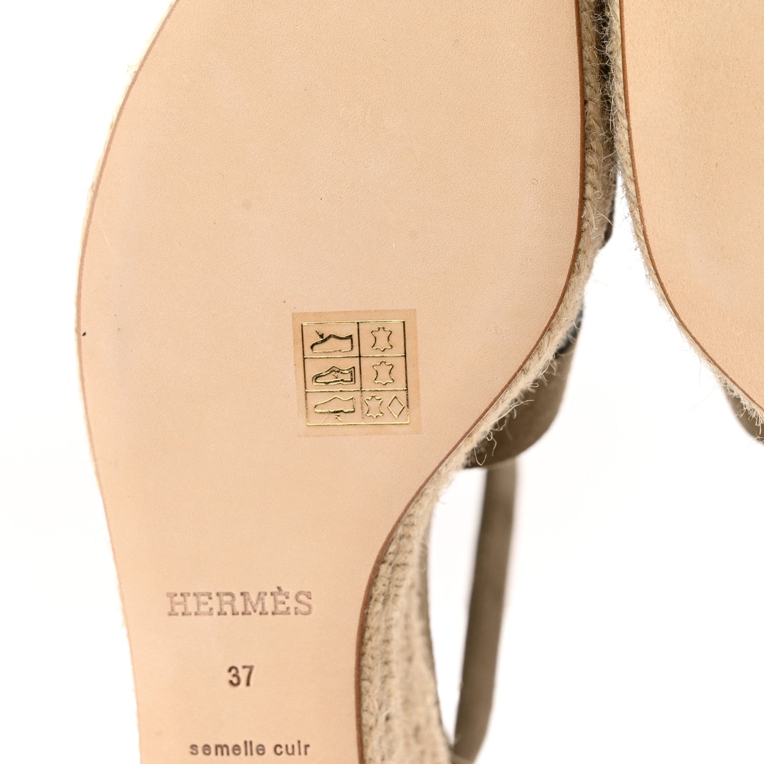 Hermes Suede Goatskin Elda Espadrille Wedge Sandals 37 Vert Toundra 9 of 11