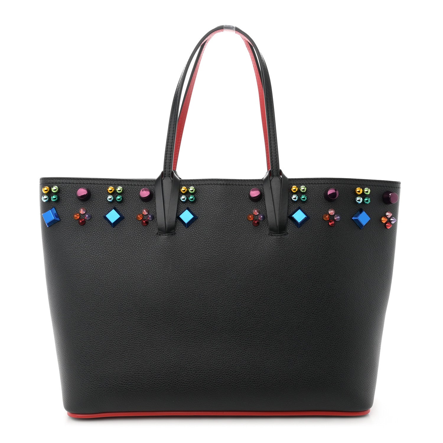 Christian Louboutin Calfskin Empire Spike Studded East West Cabata Tote Black Multicolor 1 of 11