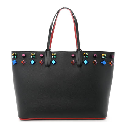 Christian Louboutin Calfskin Empire Spike Studded East West Cabata Tote Black Multicolor 1 of 11