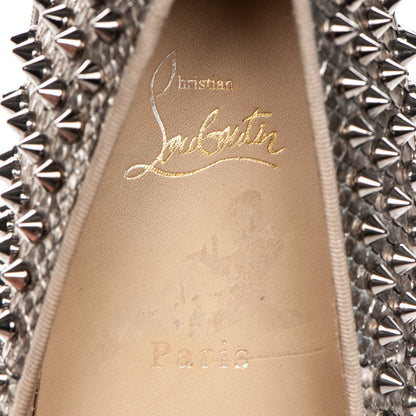 Christian Louboutin Mens Python Spikes Roller Boat Flat 41.5 Antique Silver 6 of 8
