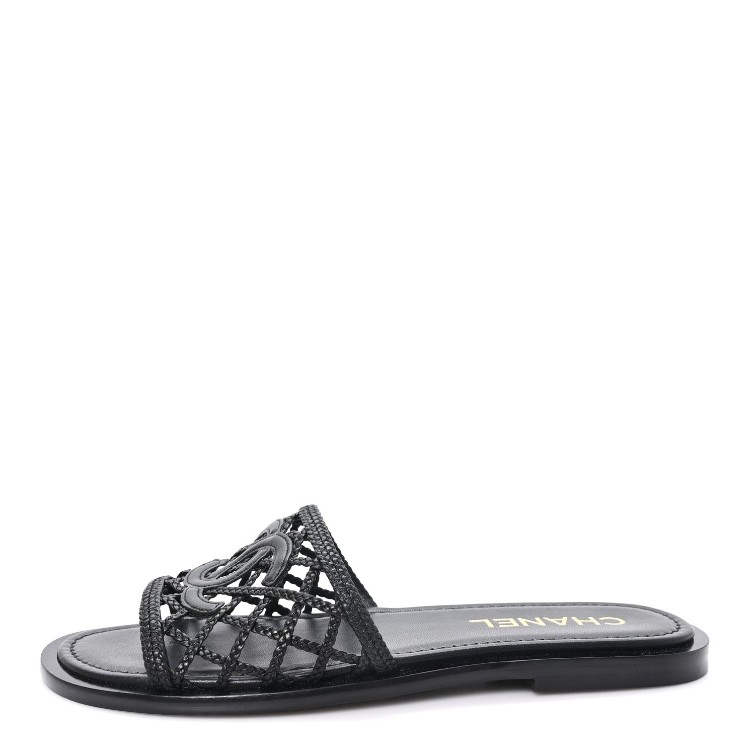 Chanel Lambskin Braided CC Mules 40 Black 1 of 9
