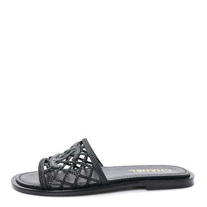 Chanel Lambskin Braided CC Mules 40 Black 1 of 9