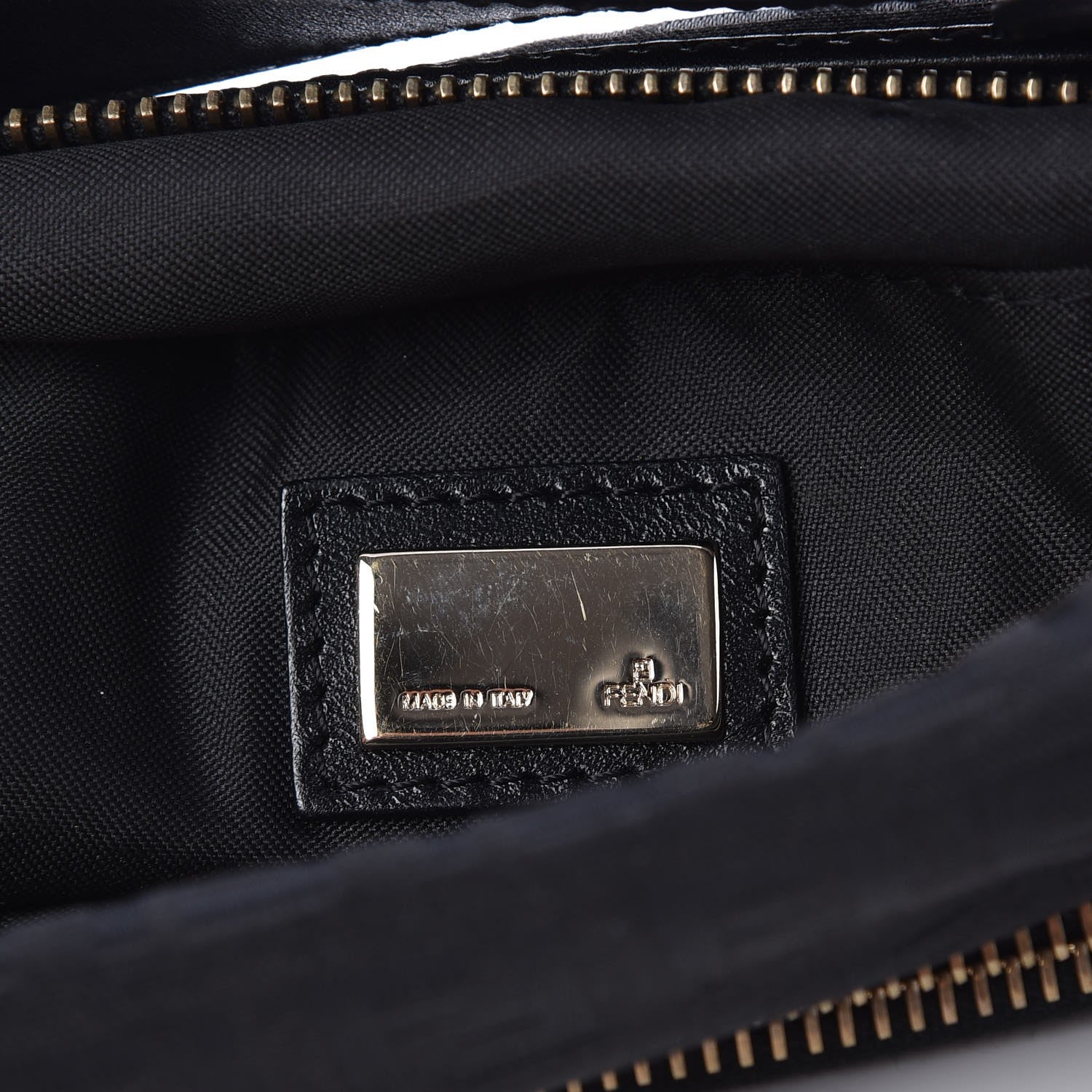 Fendi Zucchino Cuoio Small Chef Pocket Shoulder Bag Black 6 of 6